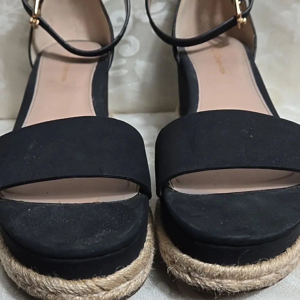 BCBGeneration Black Espadrille Wedge Sandals